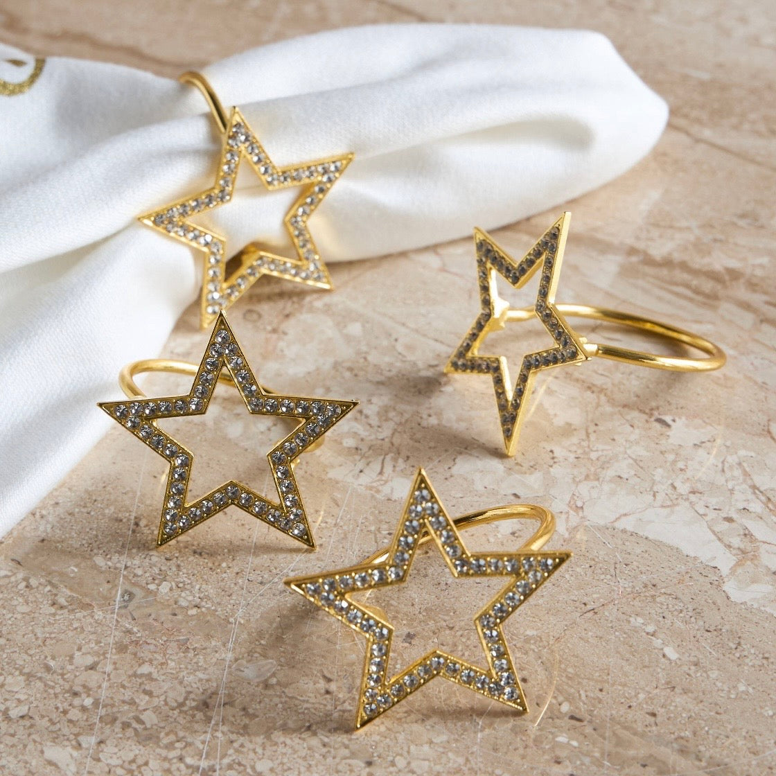 The Star Gold Napkin Rings Set of 4
