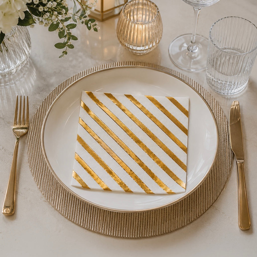 The Gold Stripes Paper Napkins