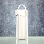 The Pump Vacuum Flask, 2.2L, Ivory & Silver