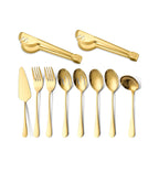 مجموعة أدوات المائدة للتقديم من 10 قطع باللون الذهبي