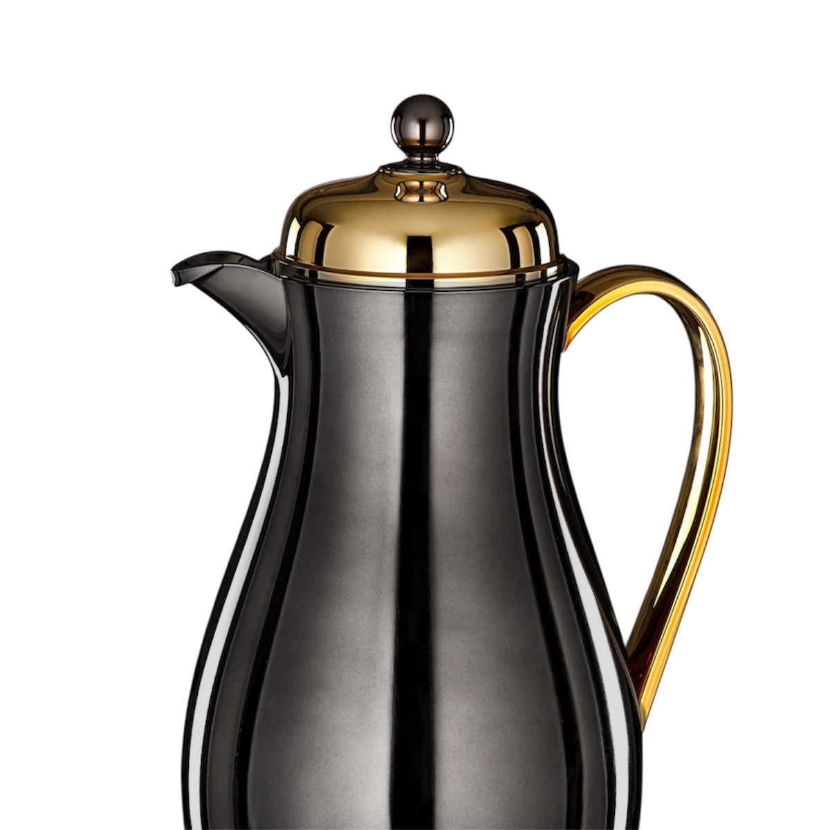 قارورة فراغ المرآة، 1.4 لتر، مصنوعة من الفولاذ المقاوم للصدأ والزجاج، نيكل أسود 100% ذهبي