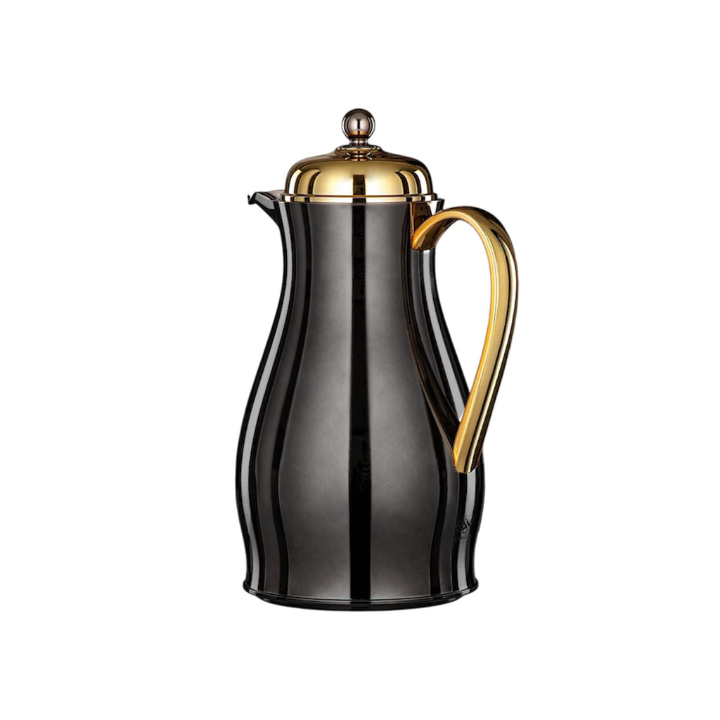 The Mirror Vacuum Flask, 1.4 L, Stainless and Glass, Nickel Black & Gold