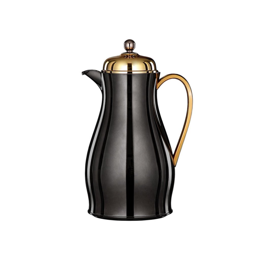 The Mirror Vacuum Flask, 1.4 L, Stainless and Glass, Nickel Black & Gold