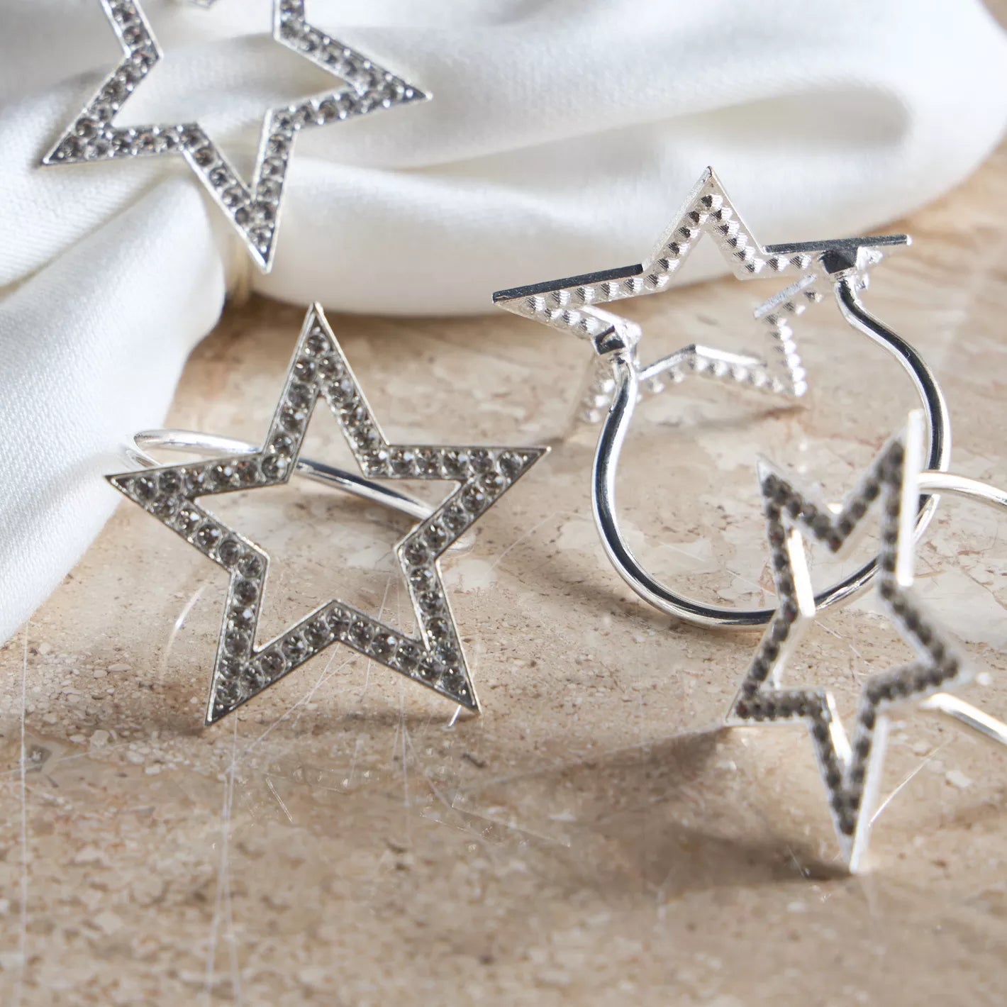 The Star Silver Napkin Rings Set of 4