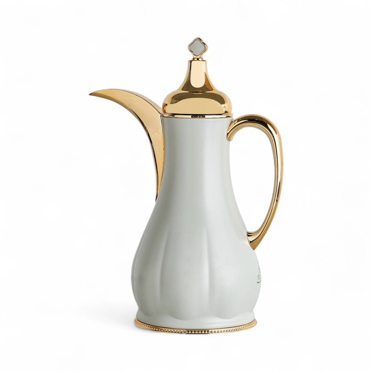 The Pearl Vacuum Arabic Coffee Dallah, 1 L, Stainless and Glass, Pearl Grey & Gold