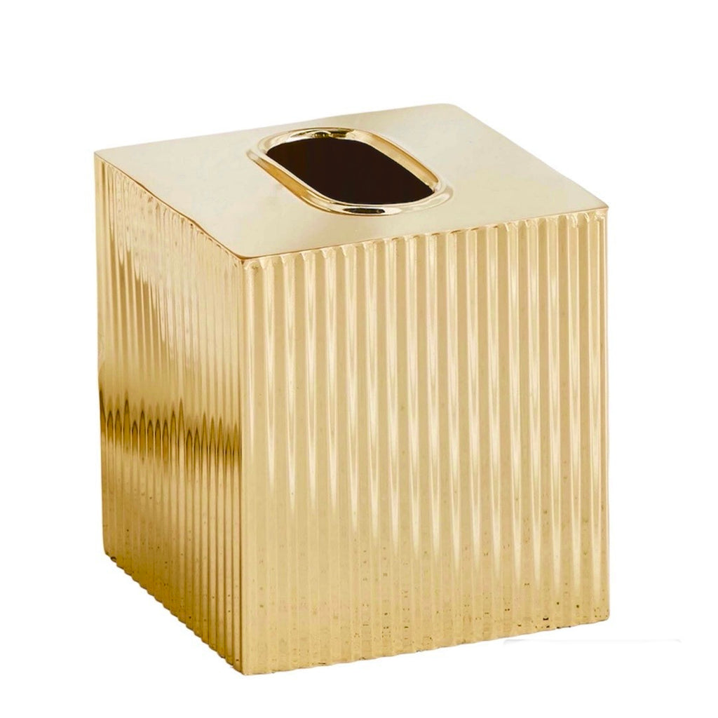 علبة مناديل ميتاليكو المربعة باللون الذهبي