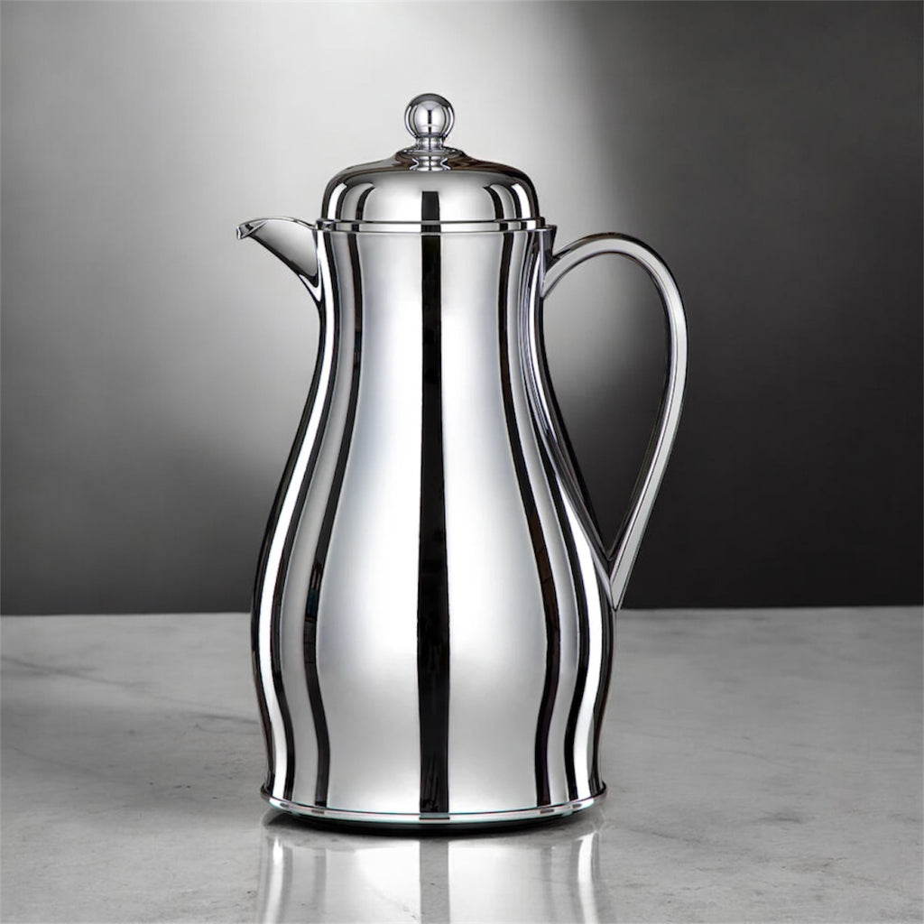 قارورة فراغ المرآة، 1.4 لتر، مصنوعة من الفولاذ المقاوم للصدأ والزجاج، لون فضي