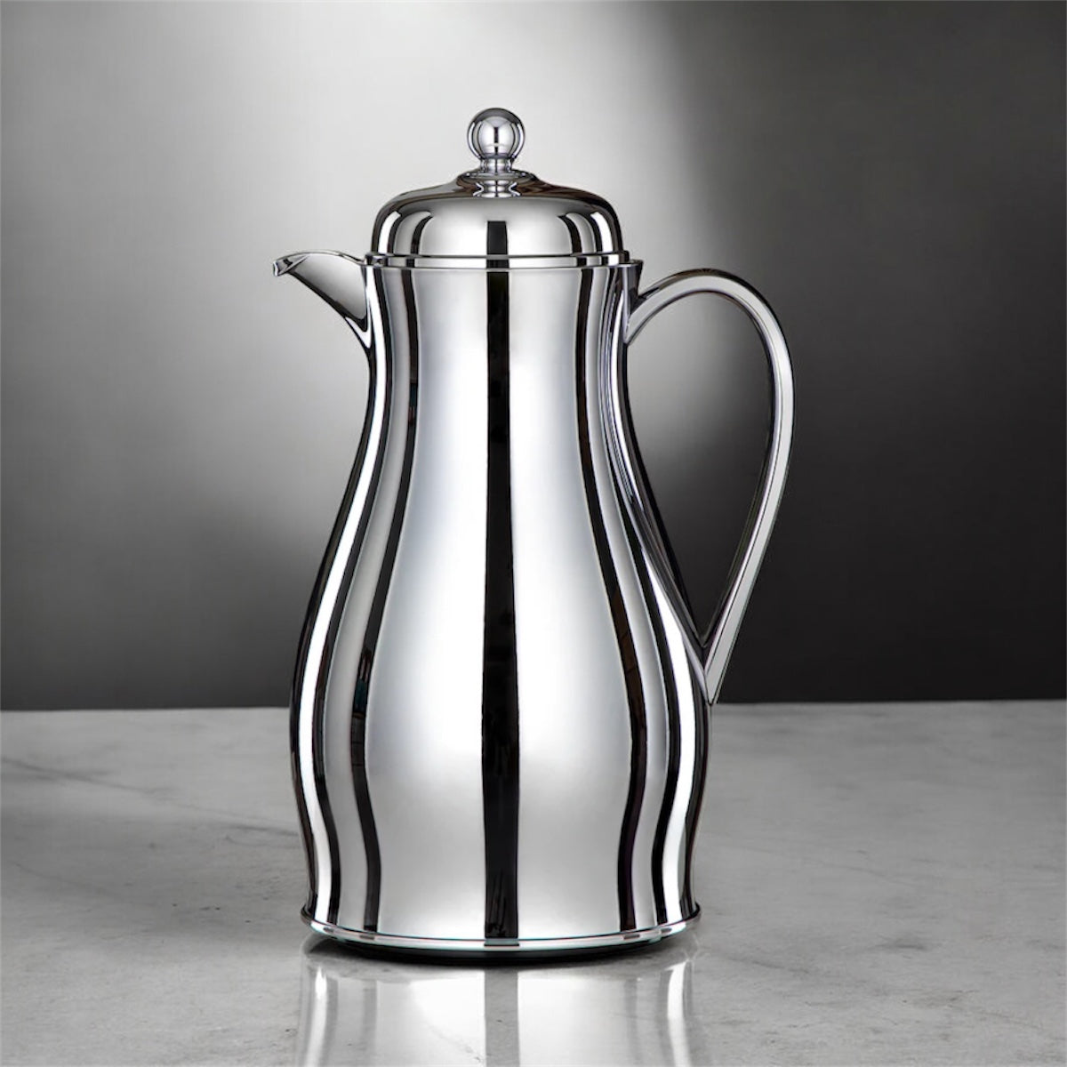 قارورة فراغ المرآة، 1.4 لتر، مصنوعة من الفولاذ المقاوم للصدأ والزجاج، لون فضي