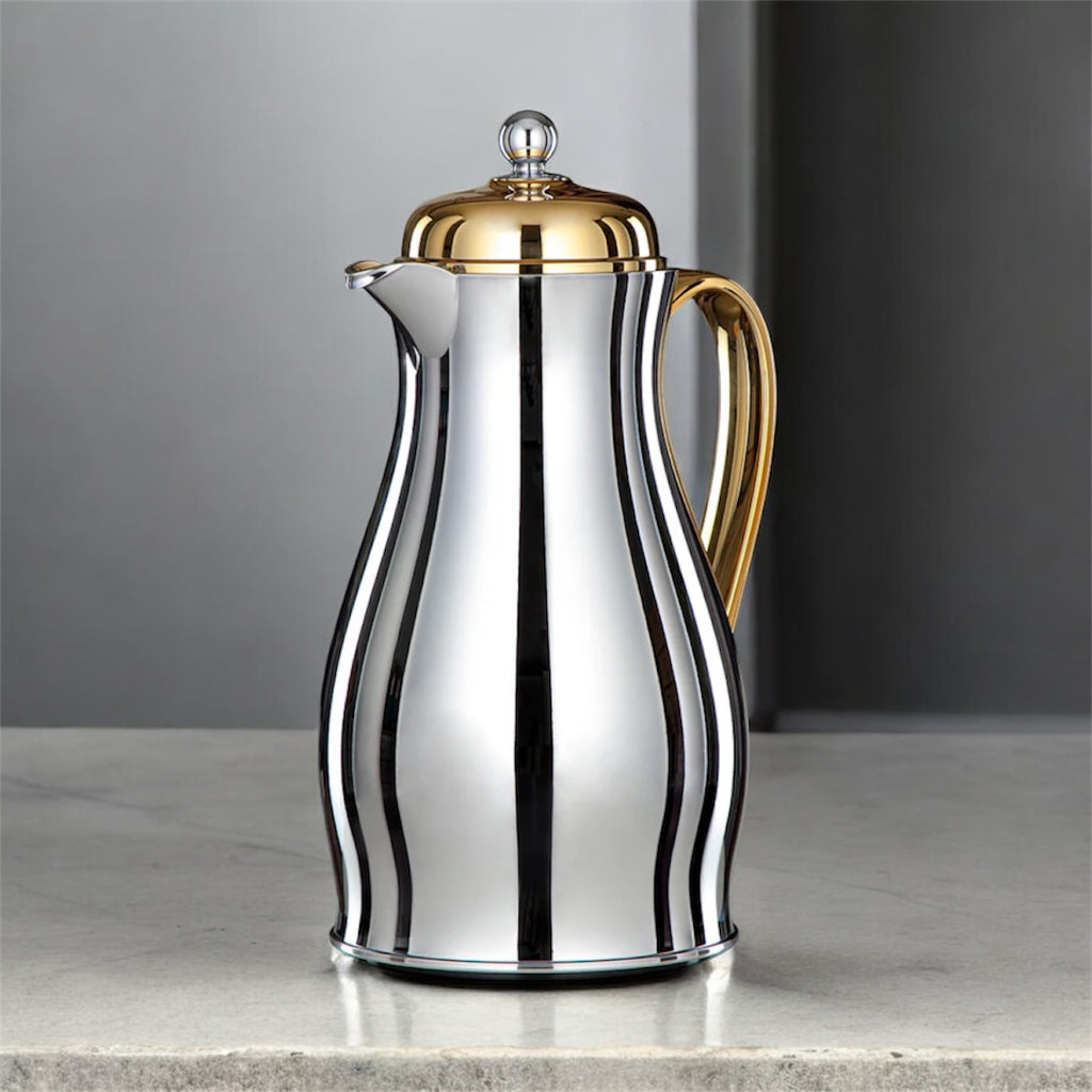 The Mirror Vacuum Flask, 1.4 L, Stainless and Glass, Gold & Silver