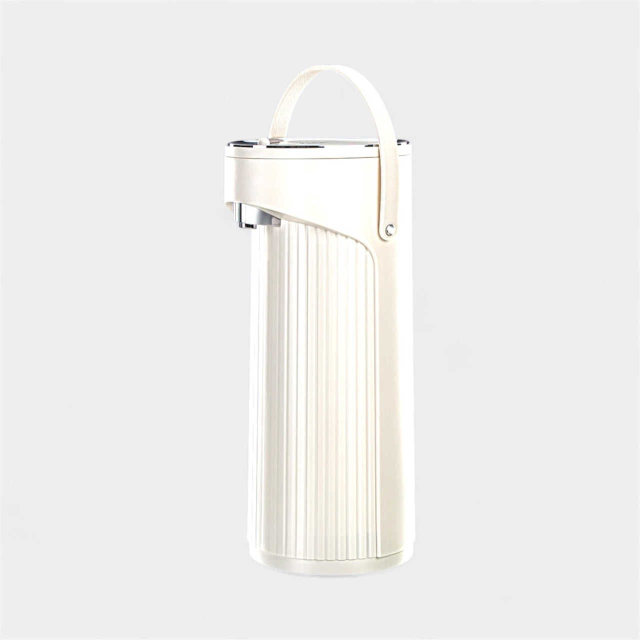 The Pump Vacuum Flask, 2.2L, Ivory & Silver