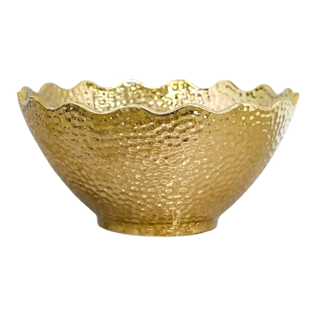 The Hammered Serving Bowl in Gold 26 cm