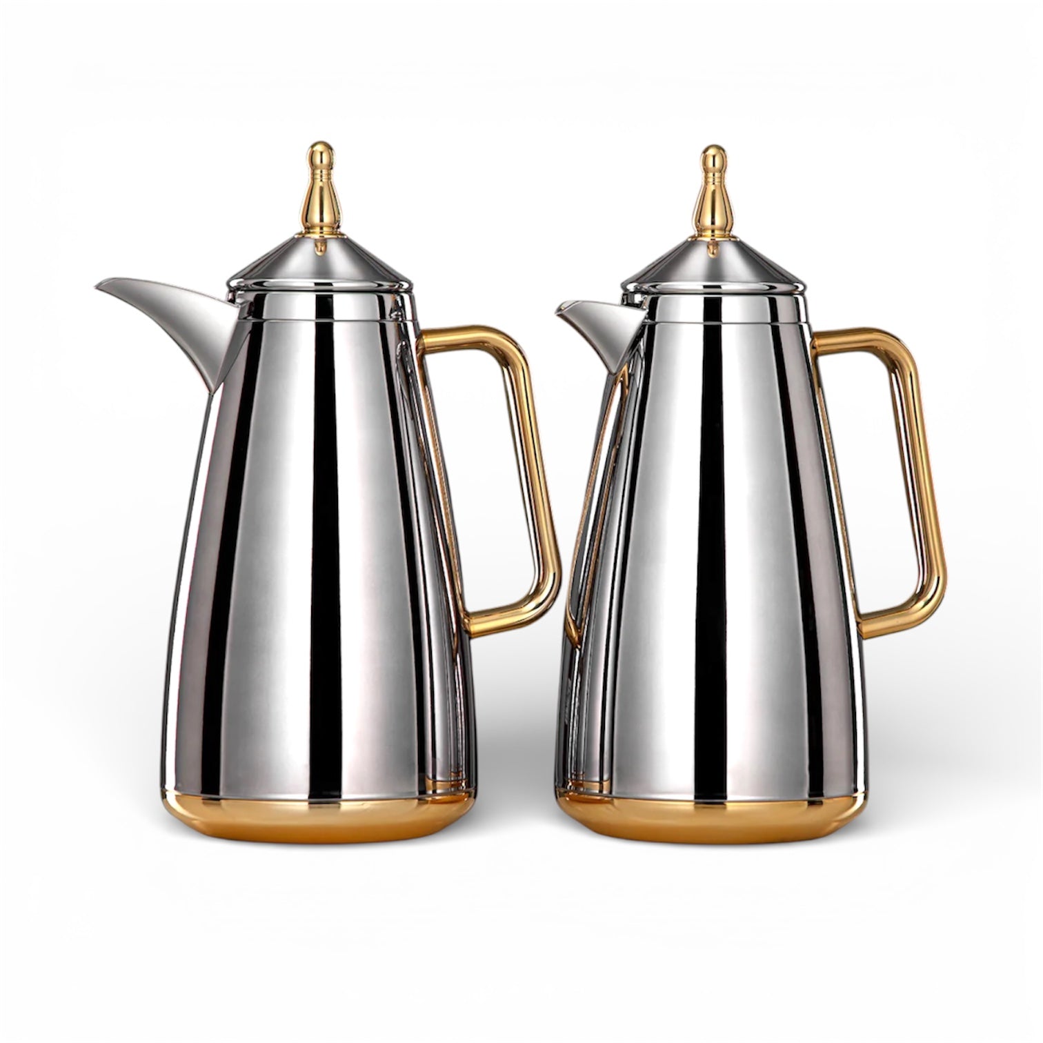 The Modern Vacuum Arabic Coffee Dallah & Tea Flask Set, 1 L, Silver & Gold
