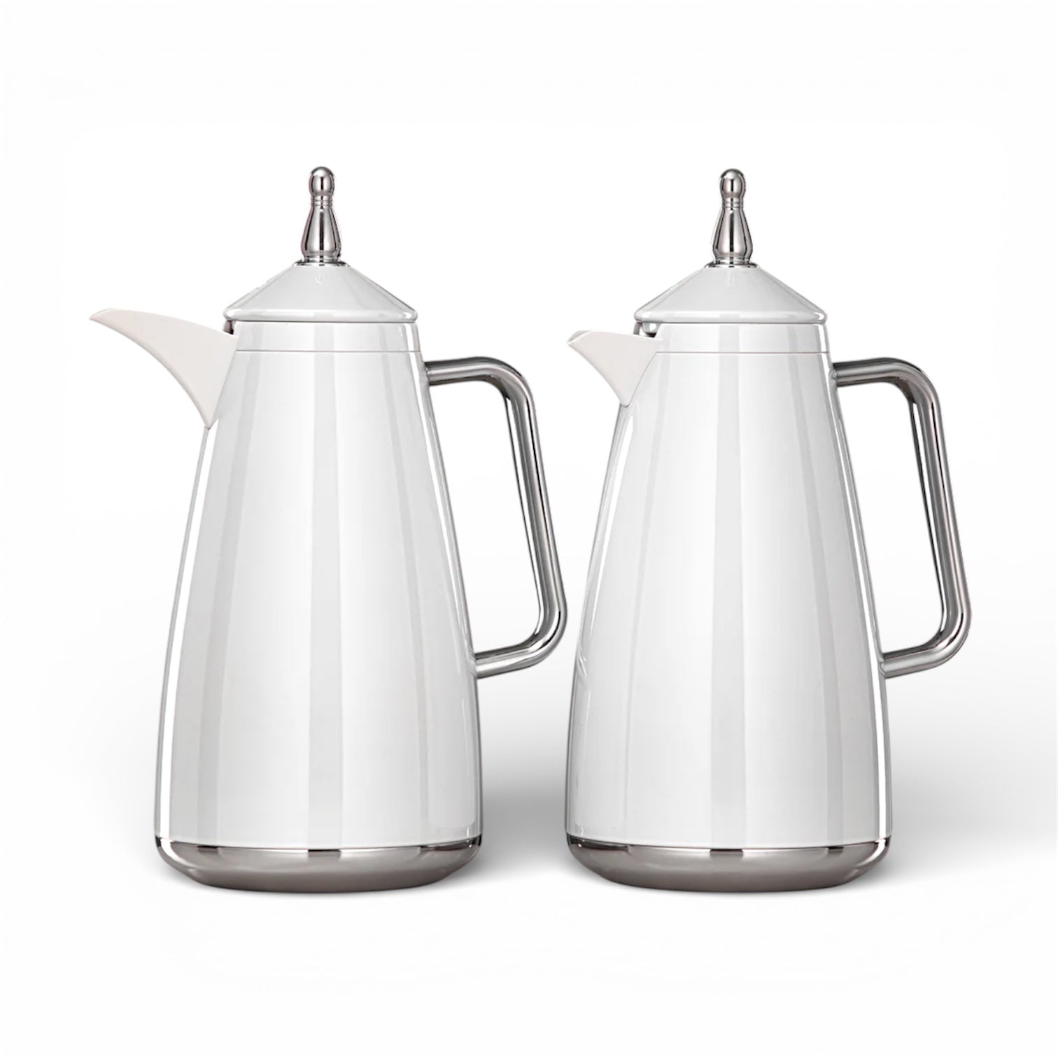 The Modern Vacuum Arabic Coffee Dallah & Tea Flask Set, 1 L, White & Silver