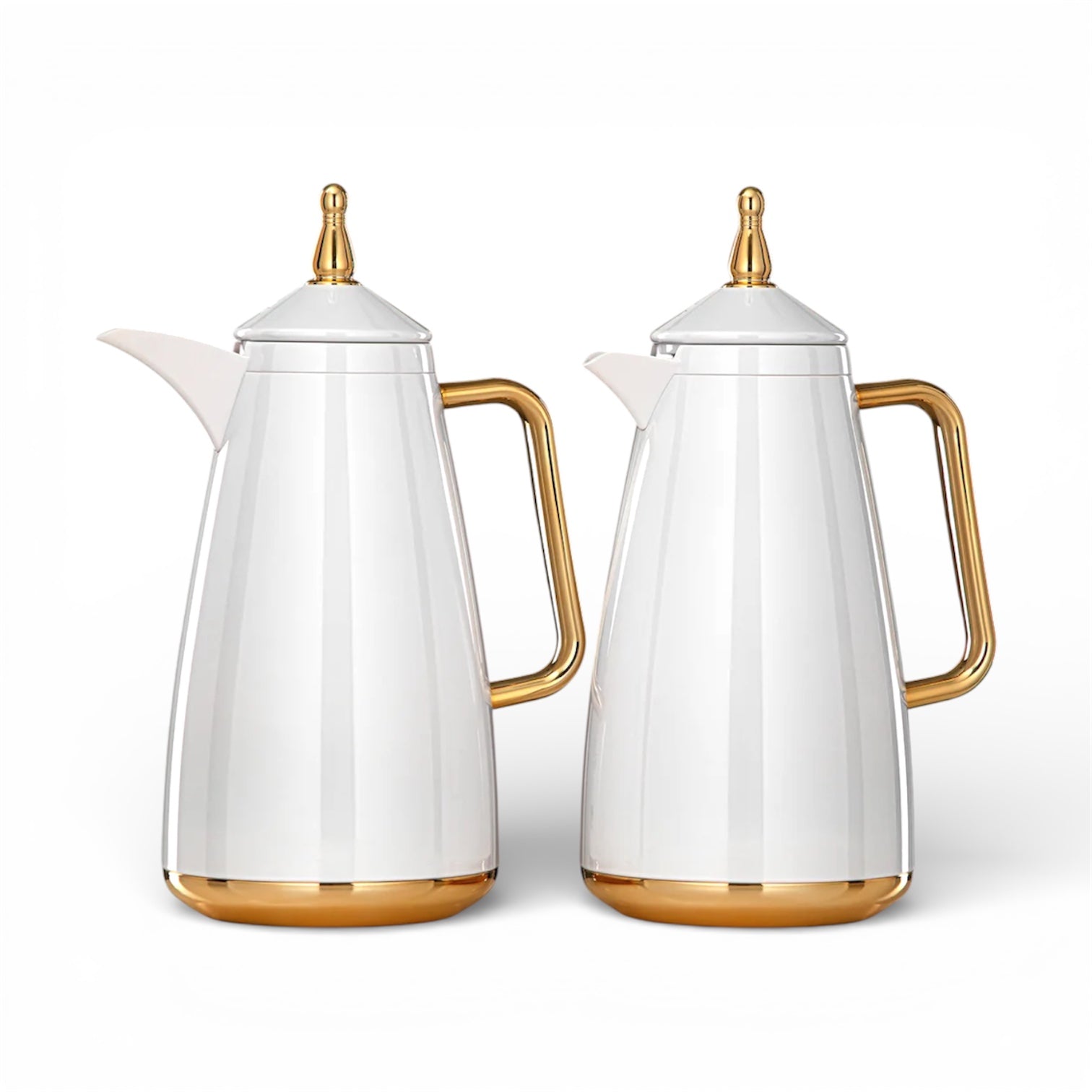 The Modern Vacuum Arabic Coffee Dallah & Tea Flask Set, 1 L, White & Gold