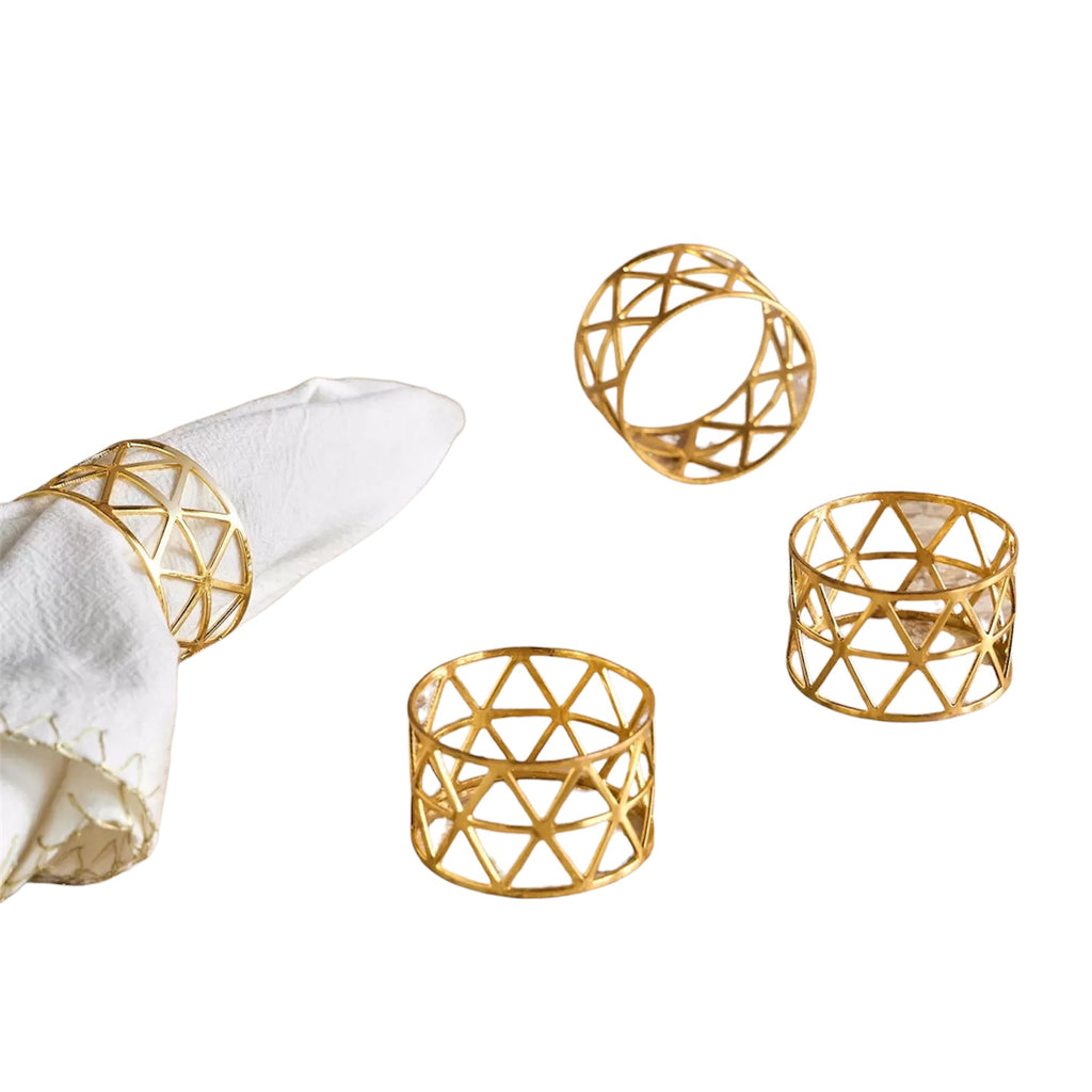 The Geo Gold Napkin Rings Set of 4
