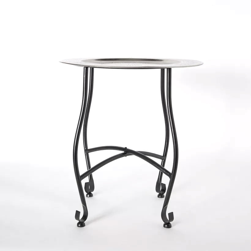 The Mandala Table Tray in Silver & Black