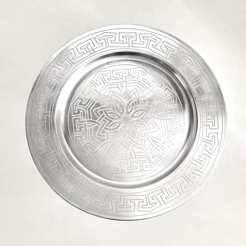 The Mandala Table Tray in Silver & Black