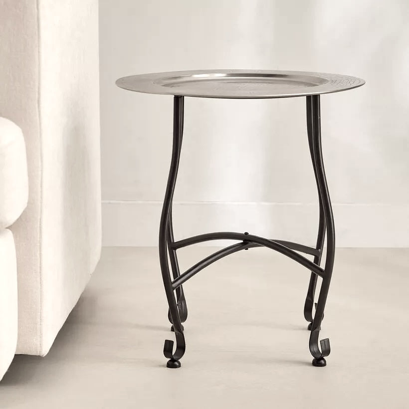 The Mandala Table Tray in Silver & Black