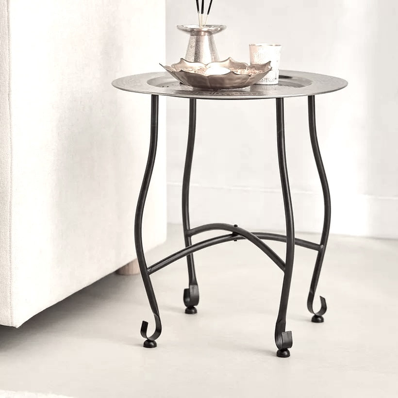 The Mandala Table Tray in Silver & Black