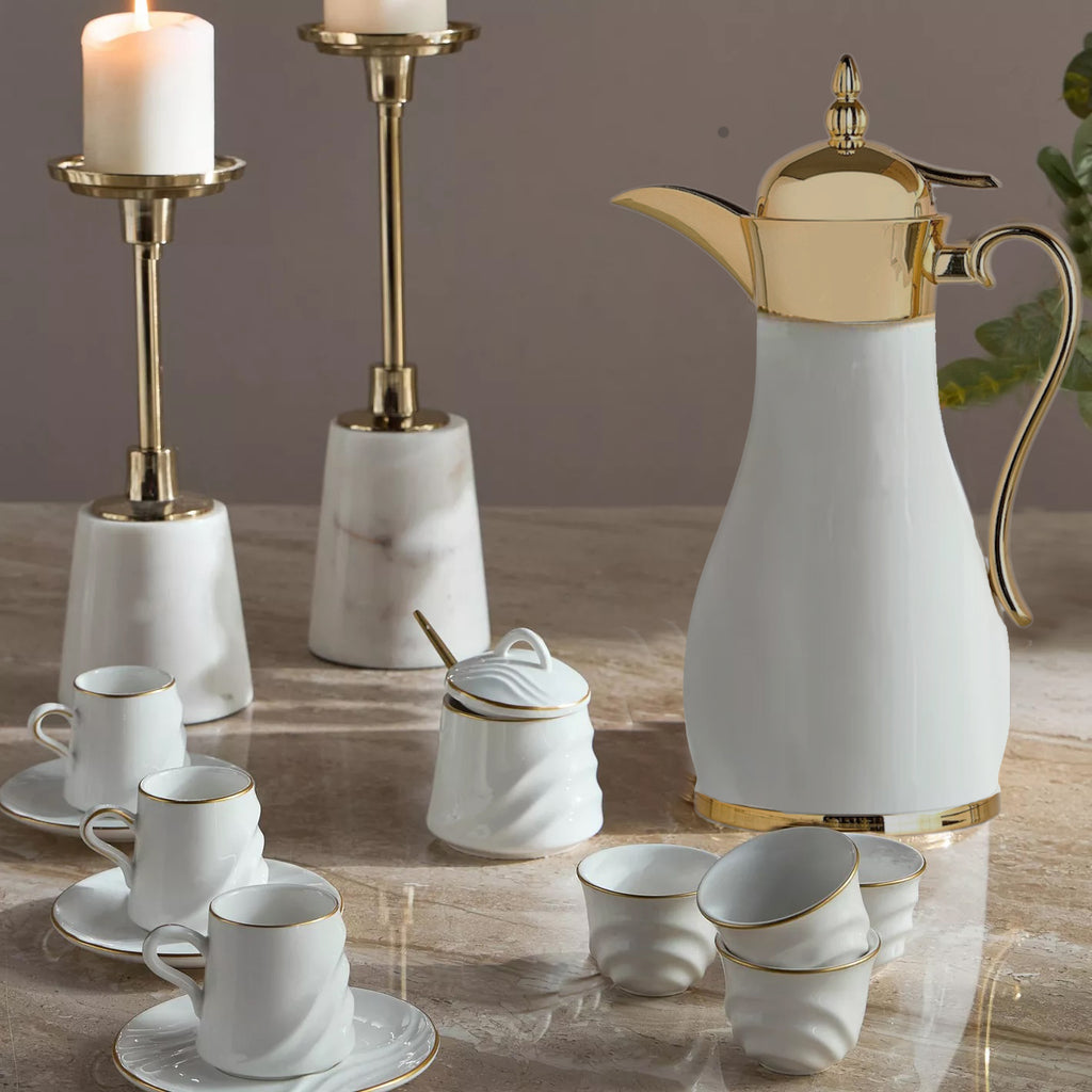 طقم فناجين قهوة وشاي عربية من البورسلين، 38 قطعة، من ذا ديونز