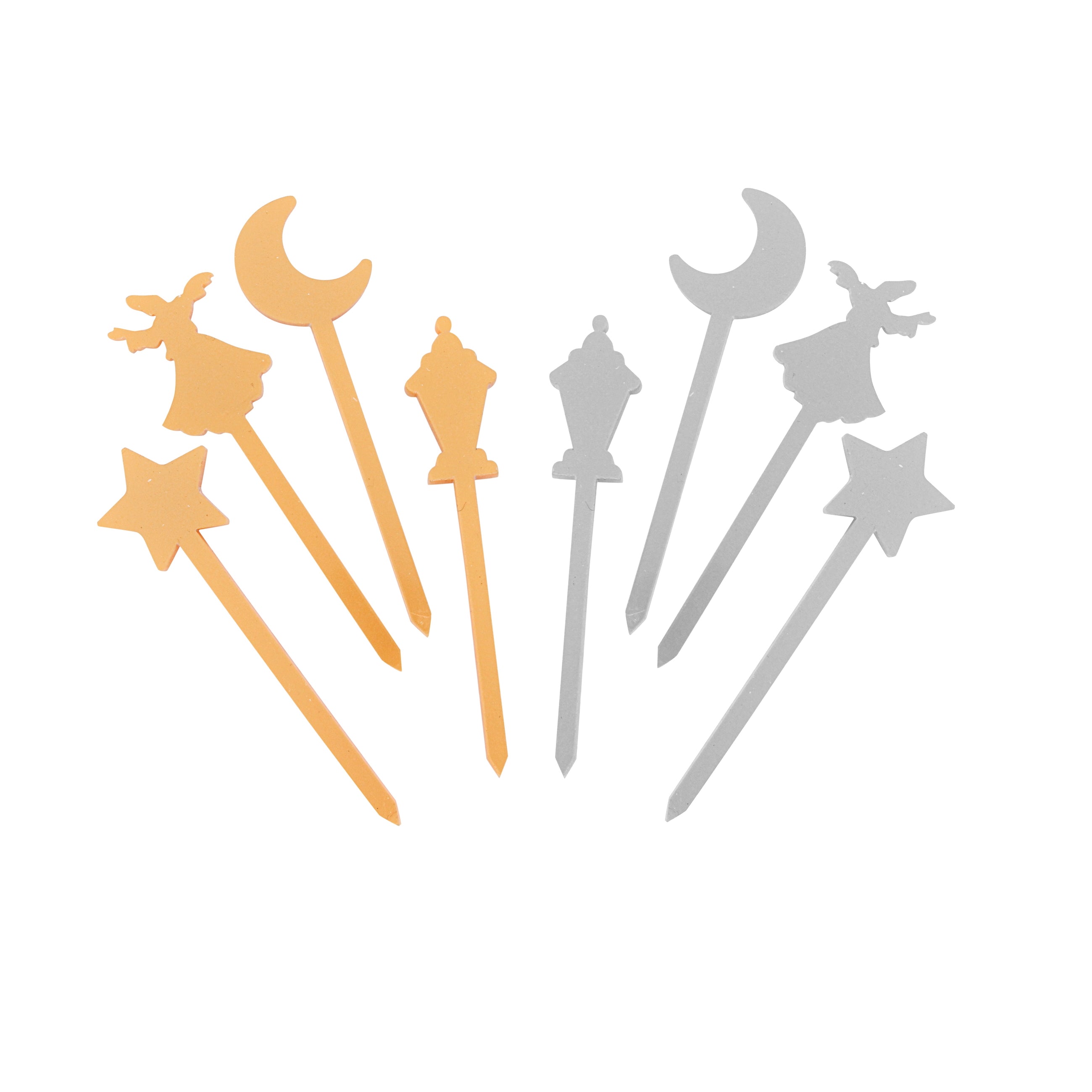 The Ramadan Acrylic Set of Four Food Picks in Silver