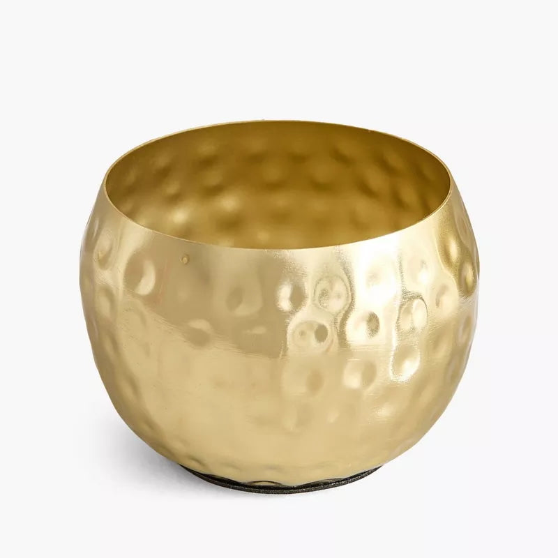 حامل الشموع المعدني المطروق باللون الذهبي غير اللامع