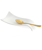 مسند الملعقة من البورسلين باللون الأبيض