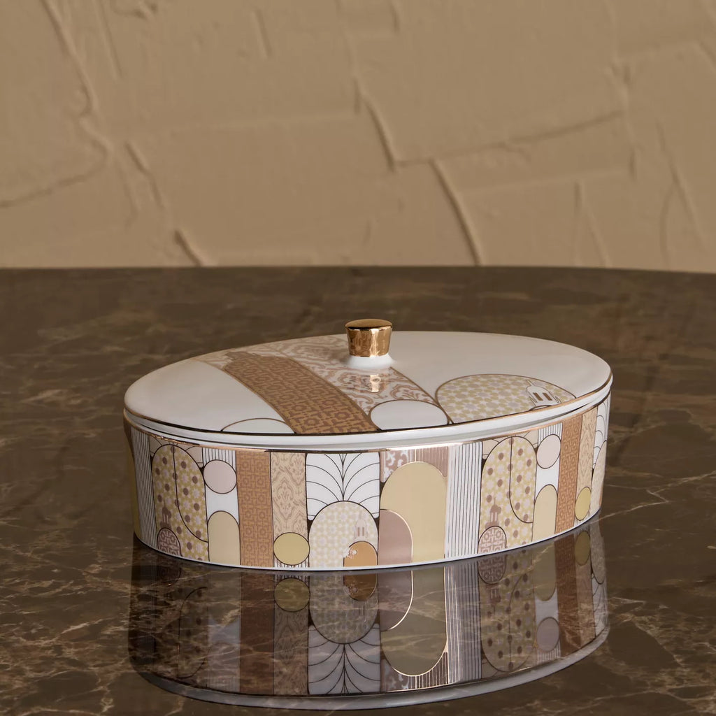 طبق المآذن البيضاوي المغطى 21 سم